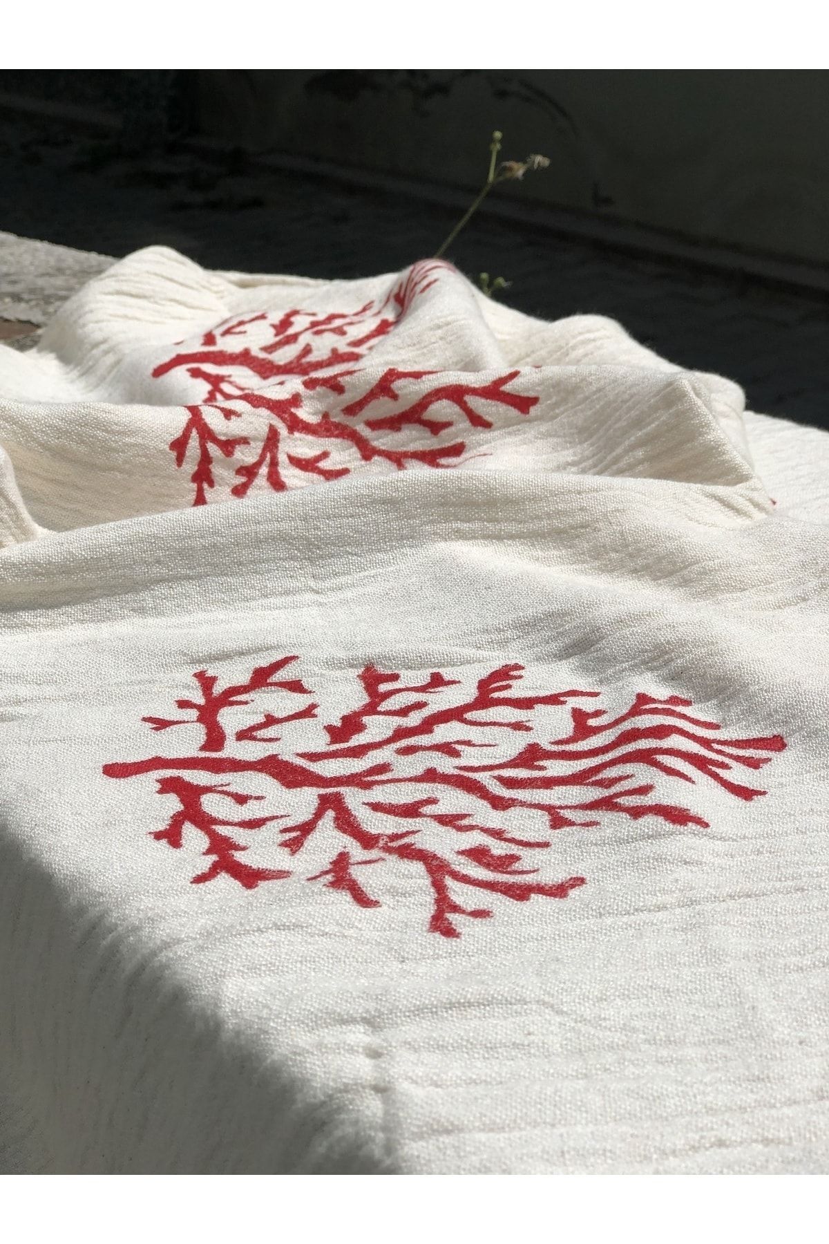 Tahta Baskı Mercanlı Peştemal,plaj Havlusu