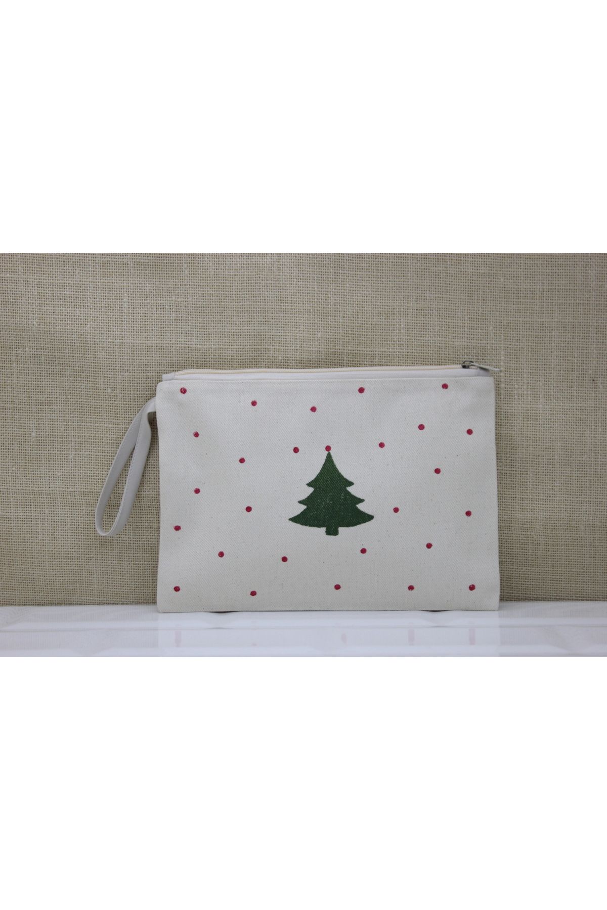 Tahta Baskı Çam Ağacı Desenli Clutch ,portföy Çanta,makyaj Çantası