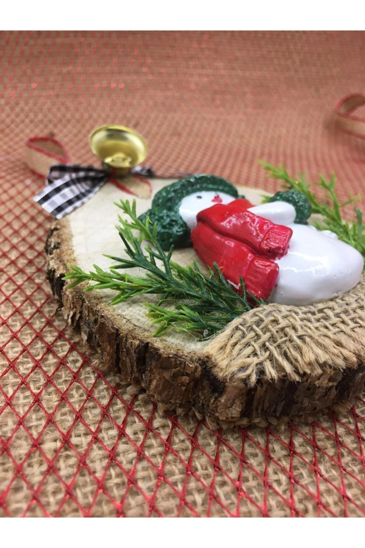 Yeşil Şapkalı Kardanadam Yılbaşı Süsü