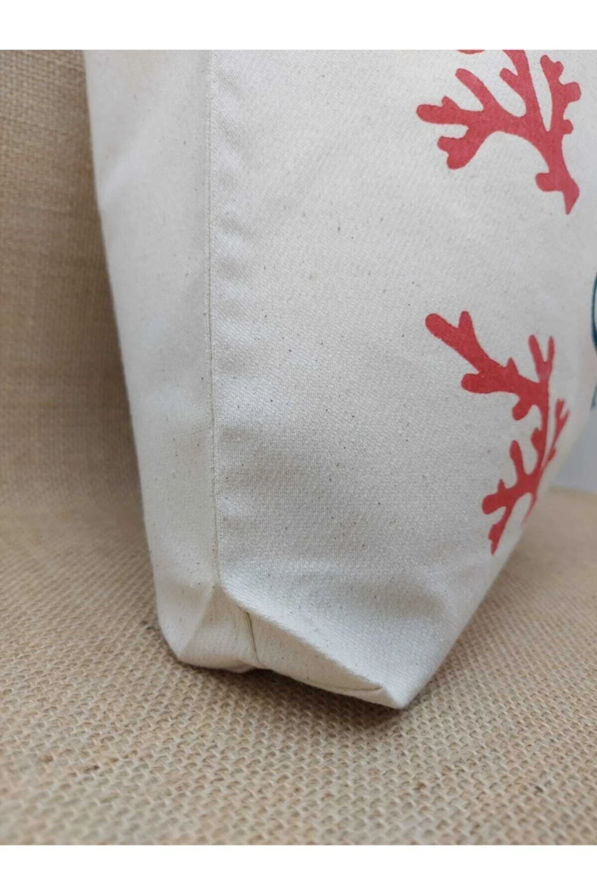 Deniz Kabuğu Desenli Baskı File Çanta