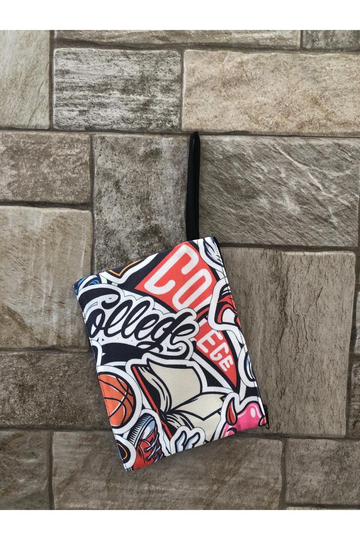 Pop Art Desenli Dijital Baskı Kol Çantası-küçük Cüzdanlı