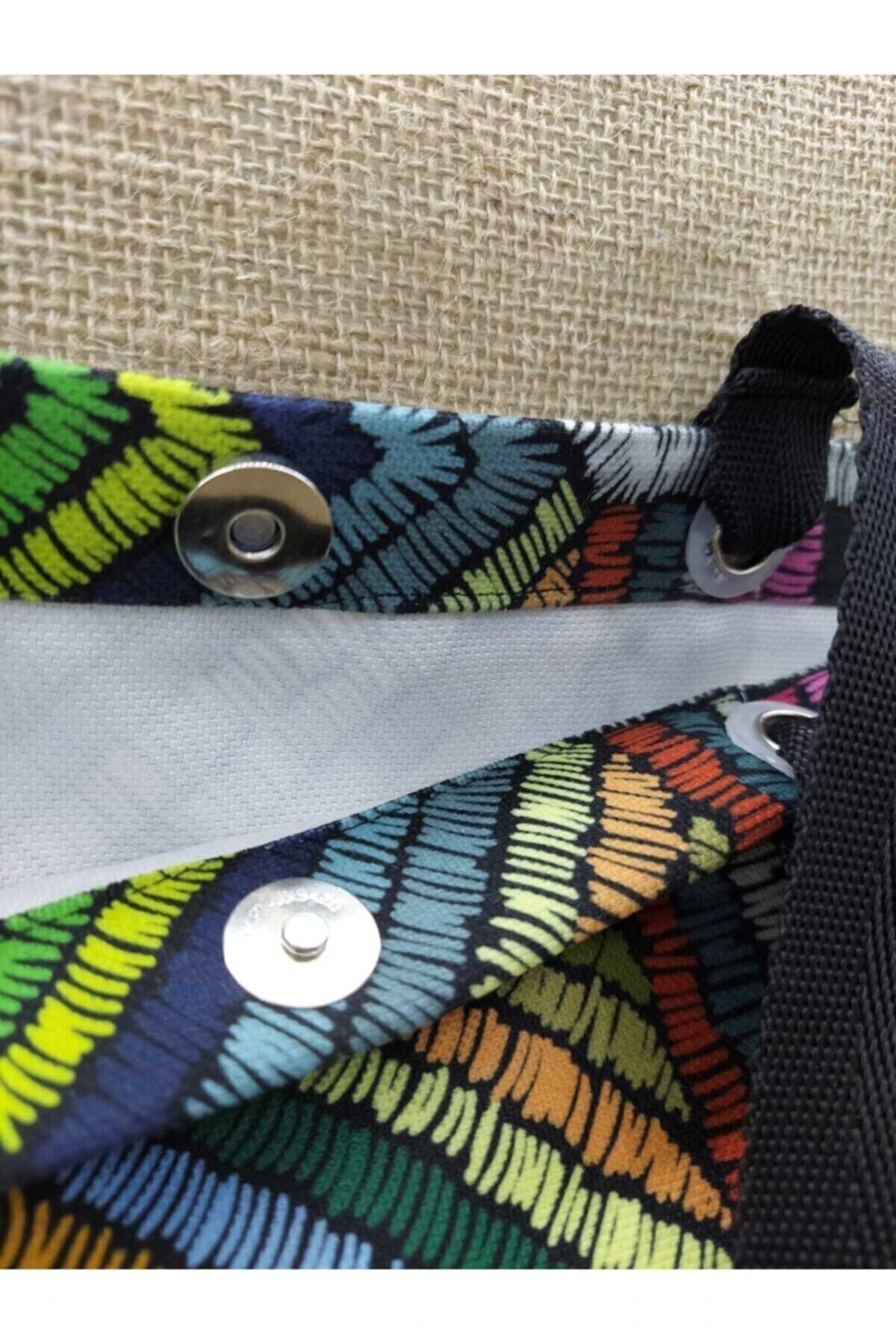 Renkli Çizgili Dijital Baskı Kol Çantası