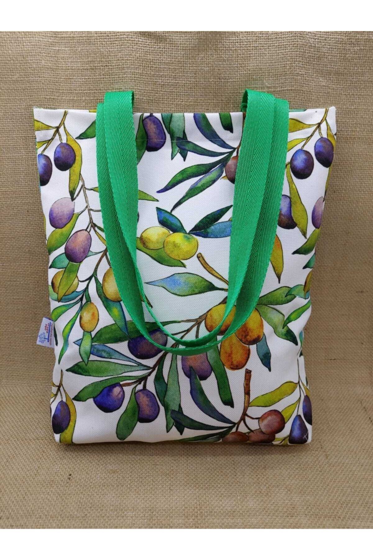 Zeytin Desenli Dijital Baskı Kol Çantası