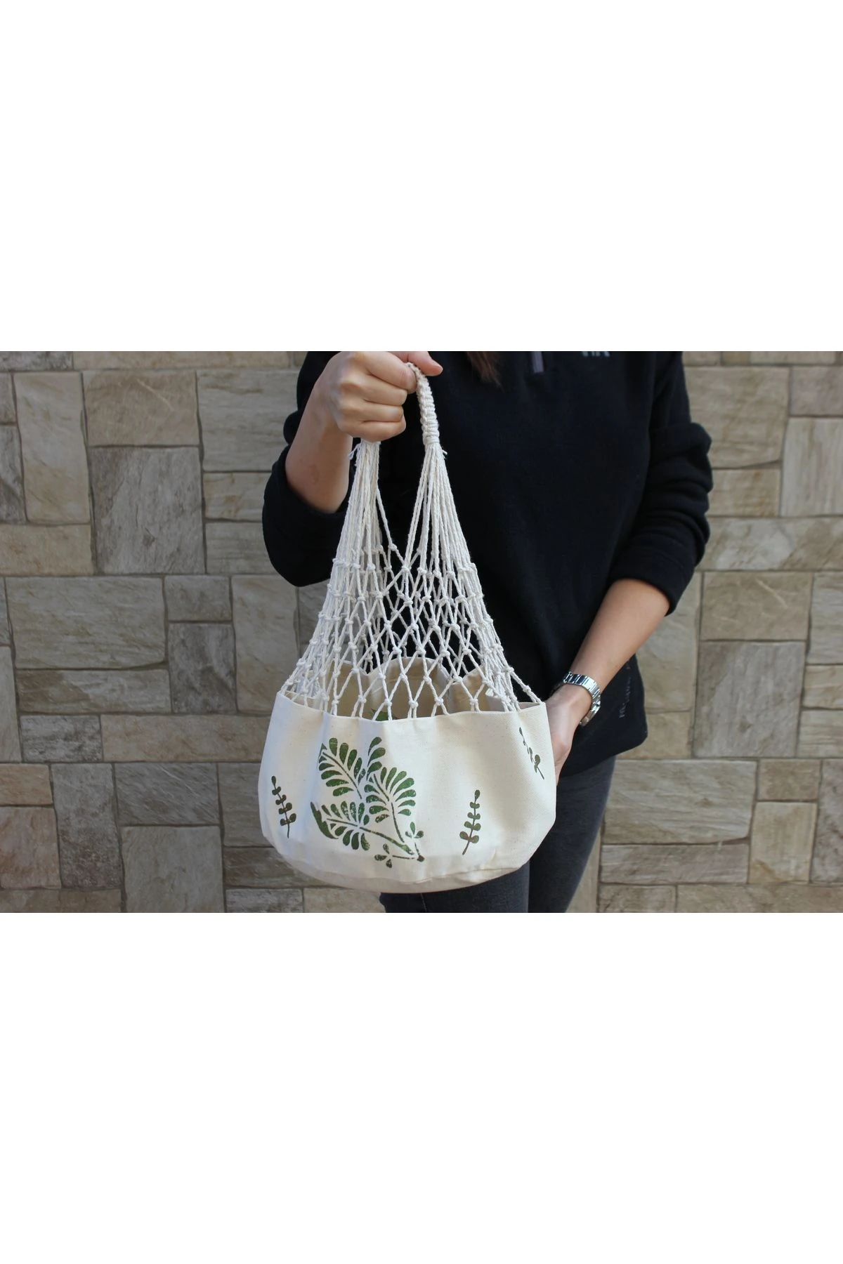 Uçuşan Yapraklar Daire File Çanta