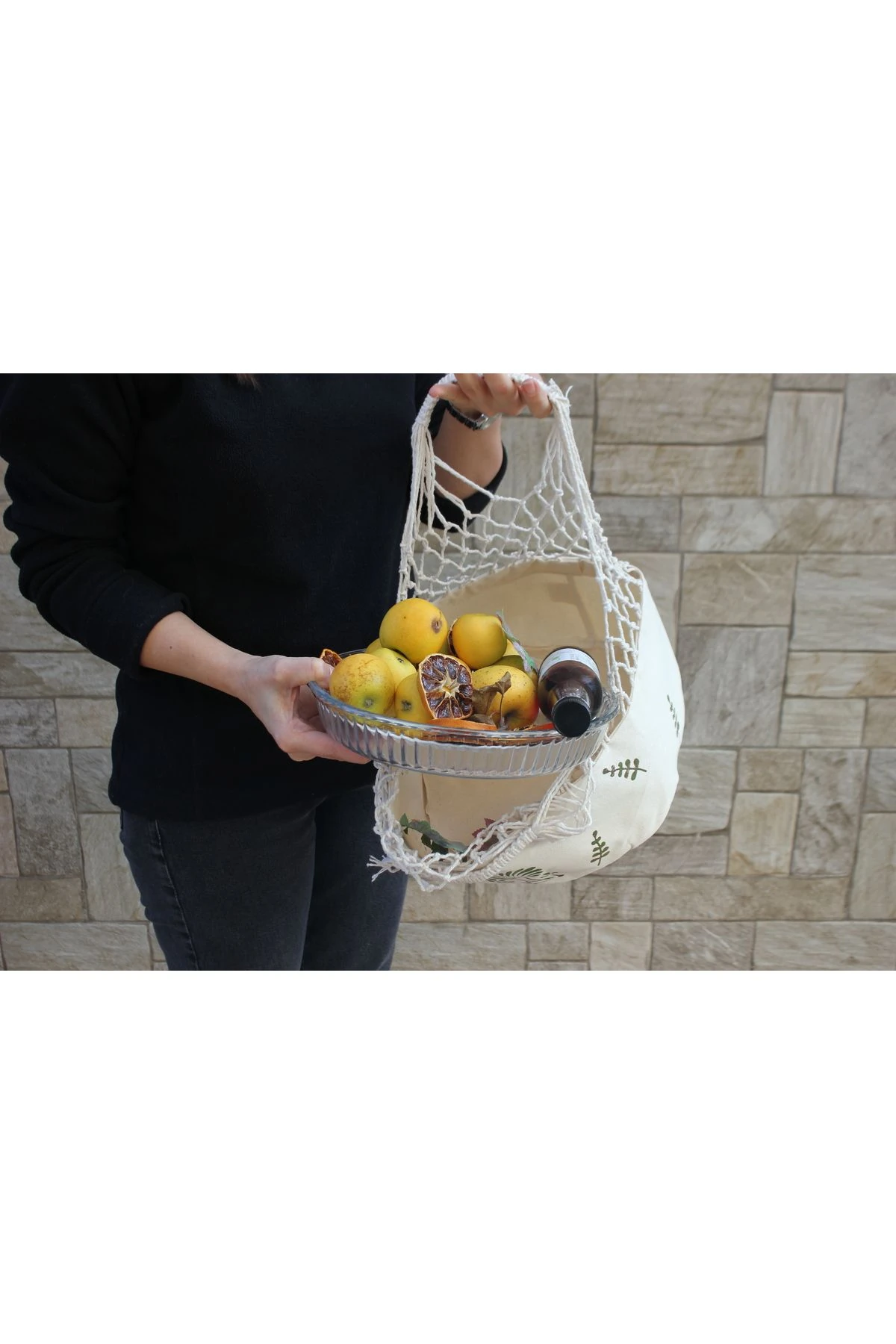 Uçuşan Yapraklar Daire File Çanta