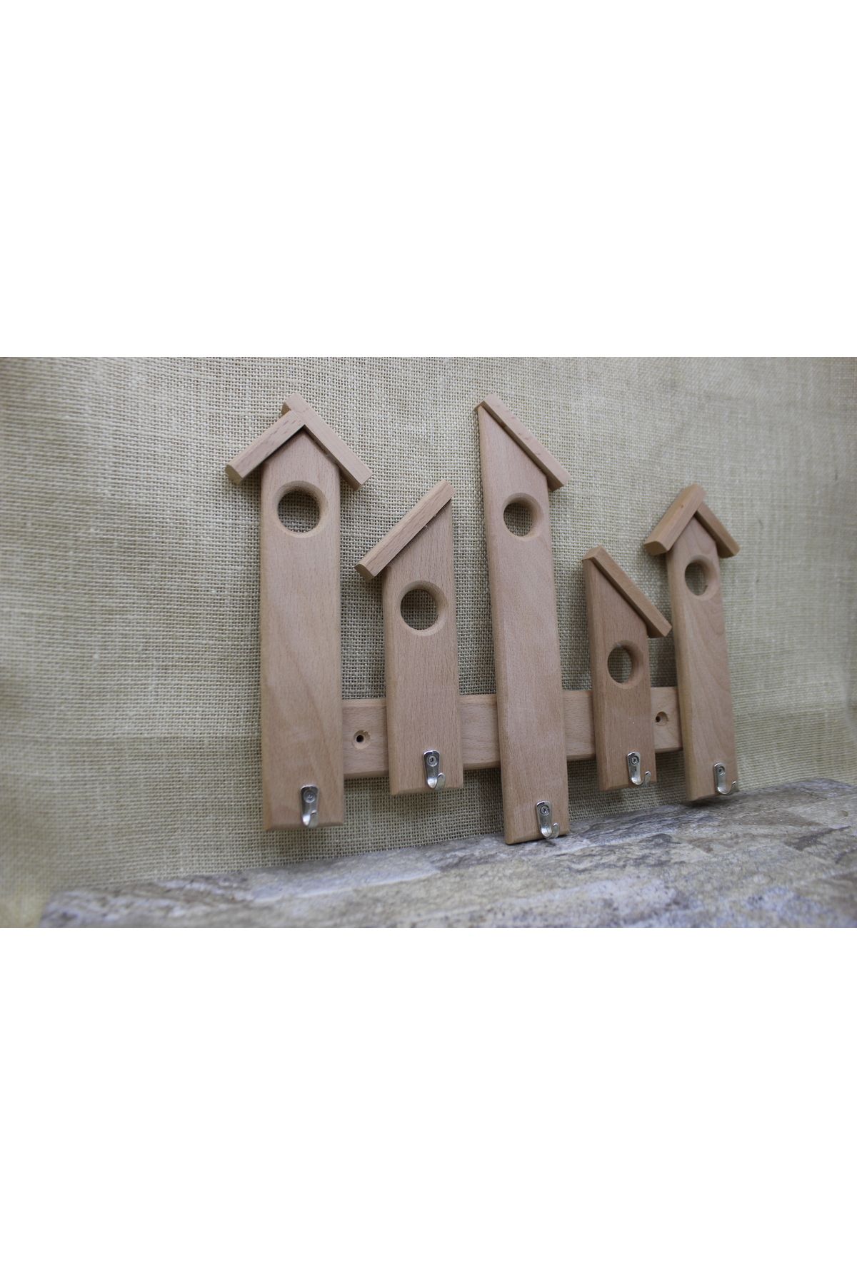 Ahşap Evler Anahtar Askısı Tek Renk