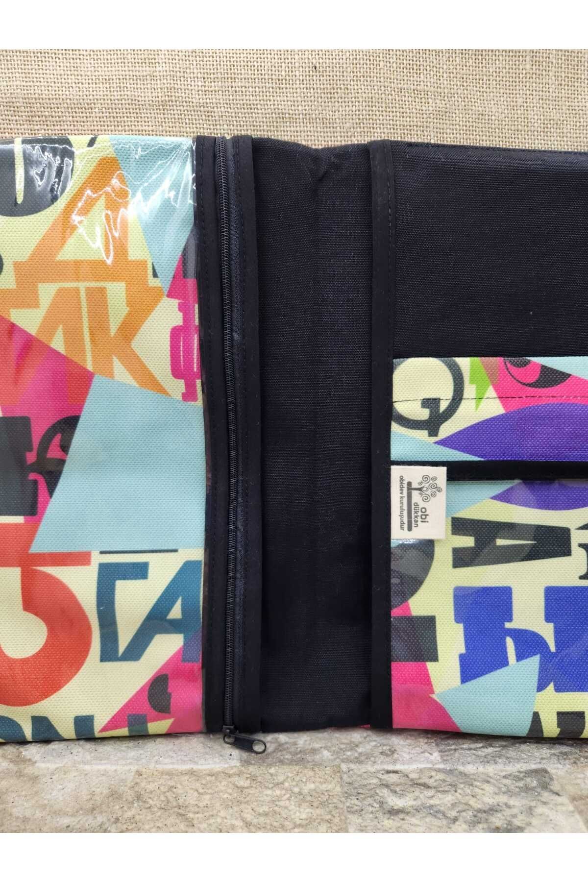 Kübik Harfler Desenli Organizer  & Tablet Kılıfı