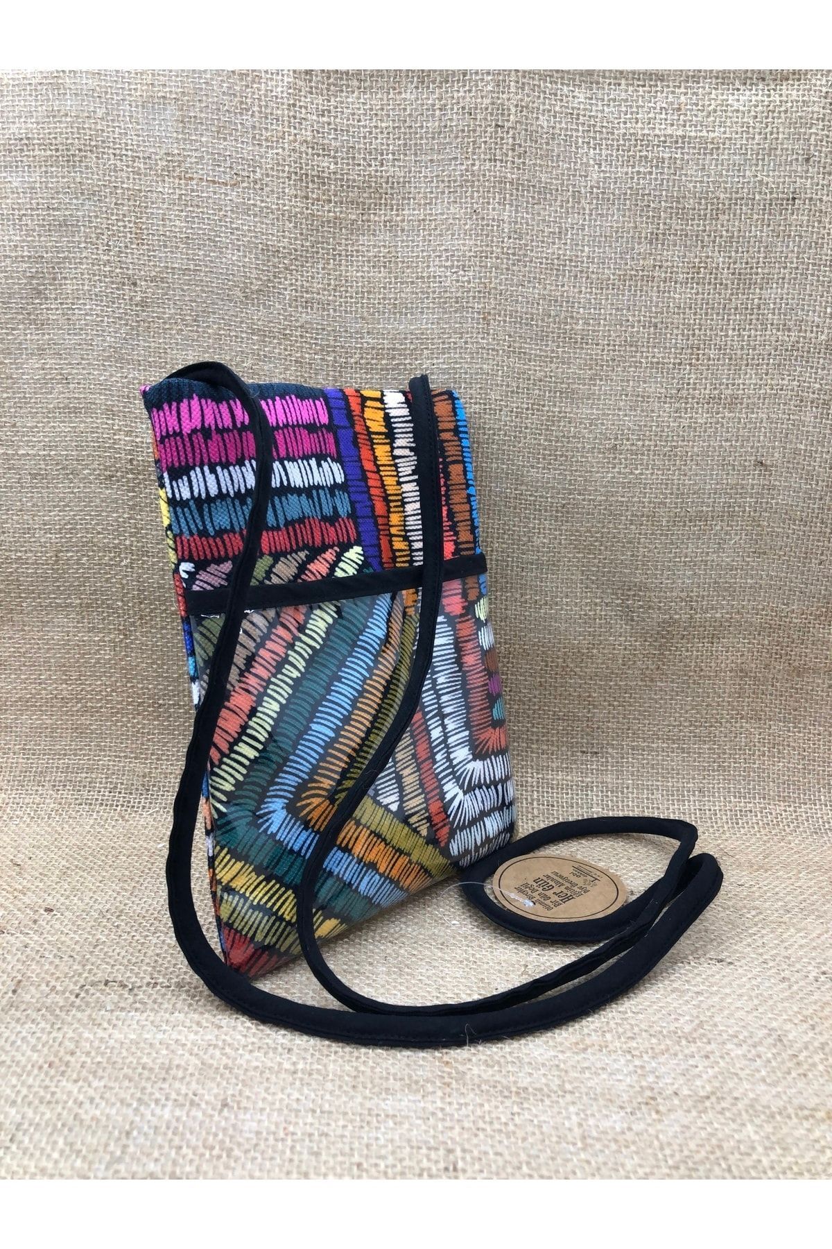 Renkli Çizgiler Dijital Baskı Çapraz Çanta