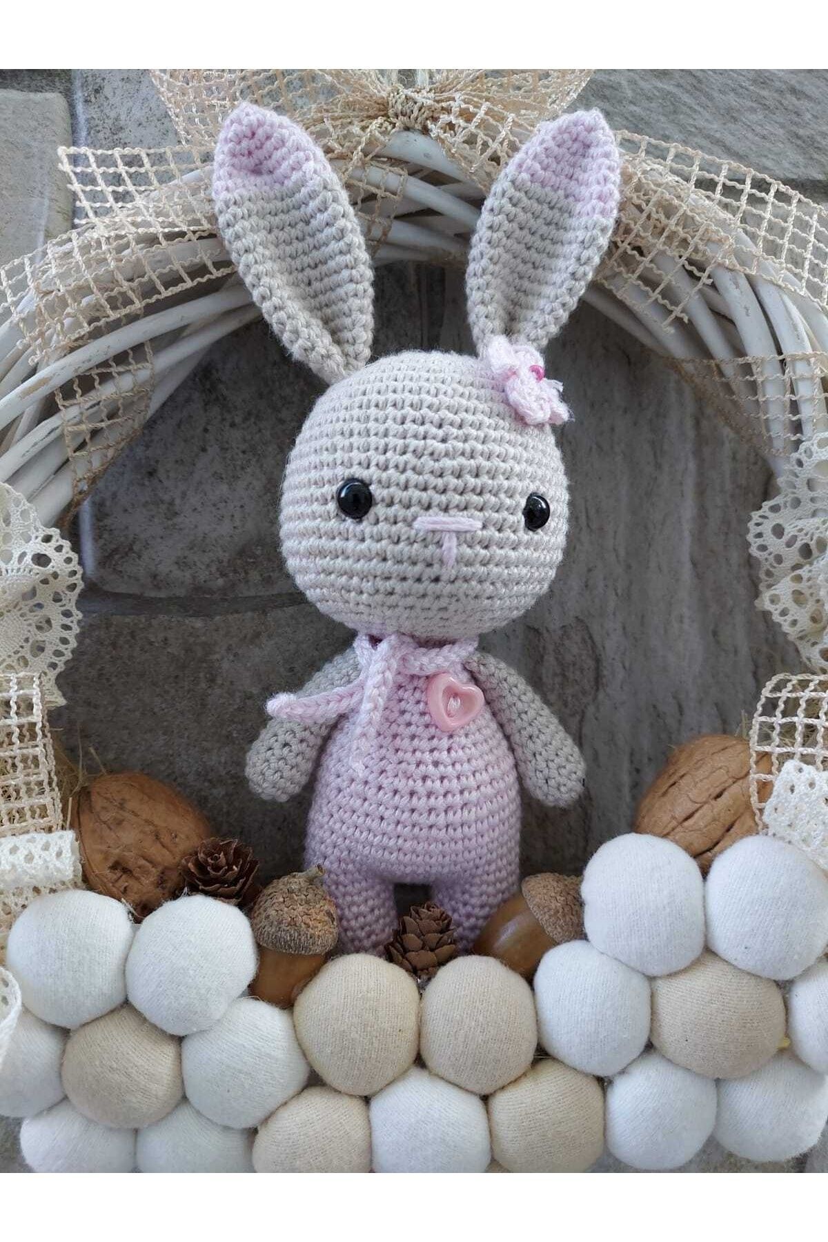 Kız Bebek Pembe Amigurumi Örgülü Kapı Süsü