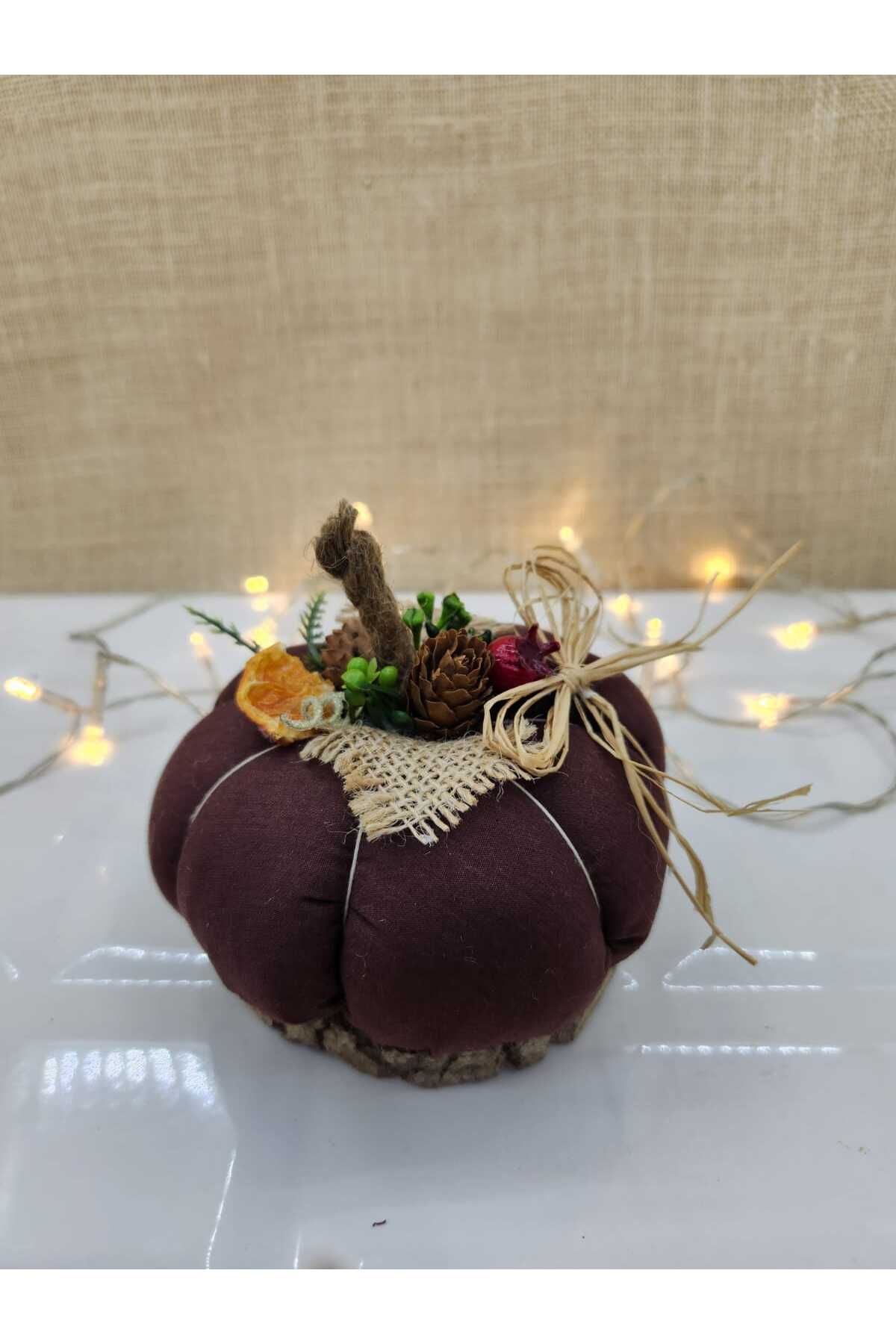 Kahverengi Kumaş Kabak Süs