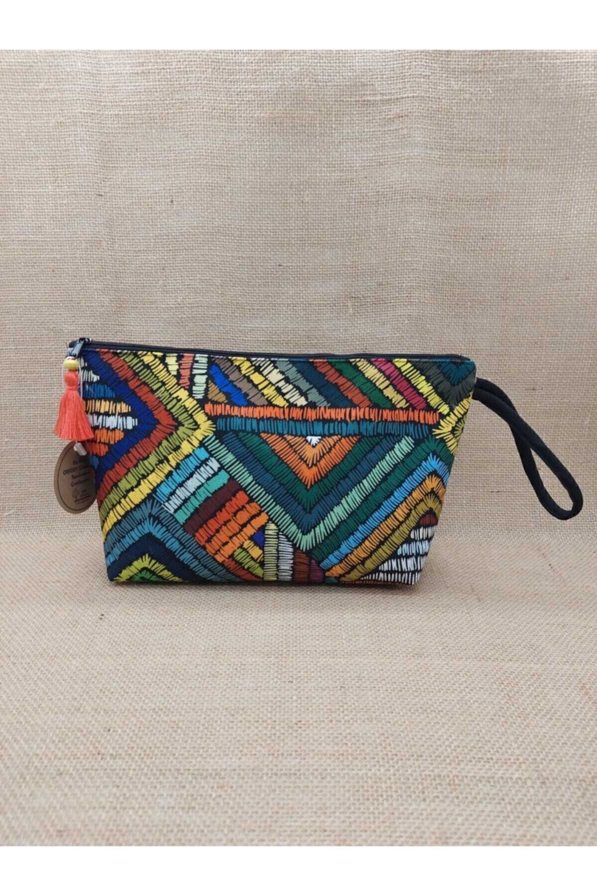 Renkli Çizgili Portföy Çanta