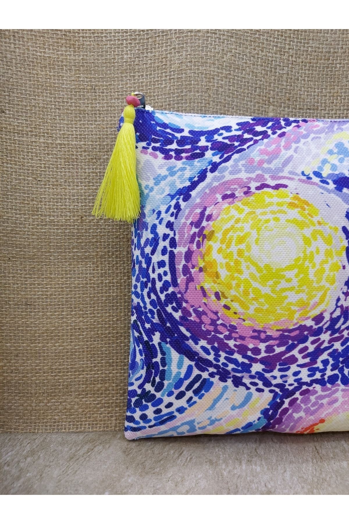 Mavi Güneş Desenli Portföy Çanta