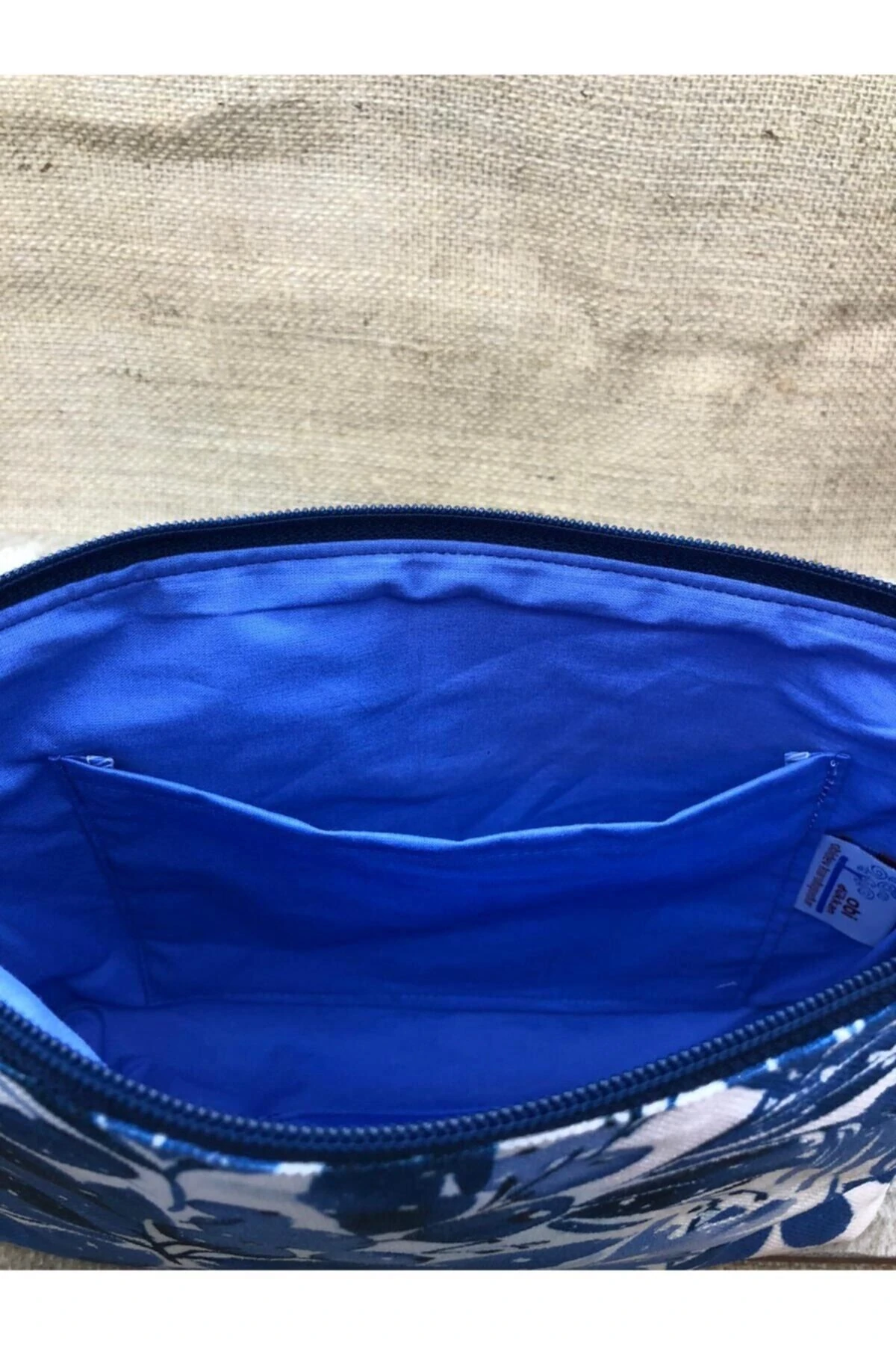 Mavi Çiçekli Portföy Çanta