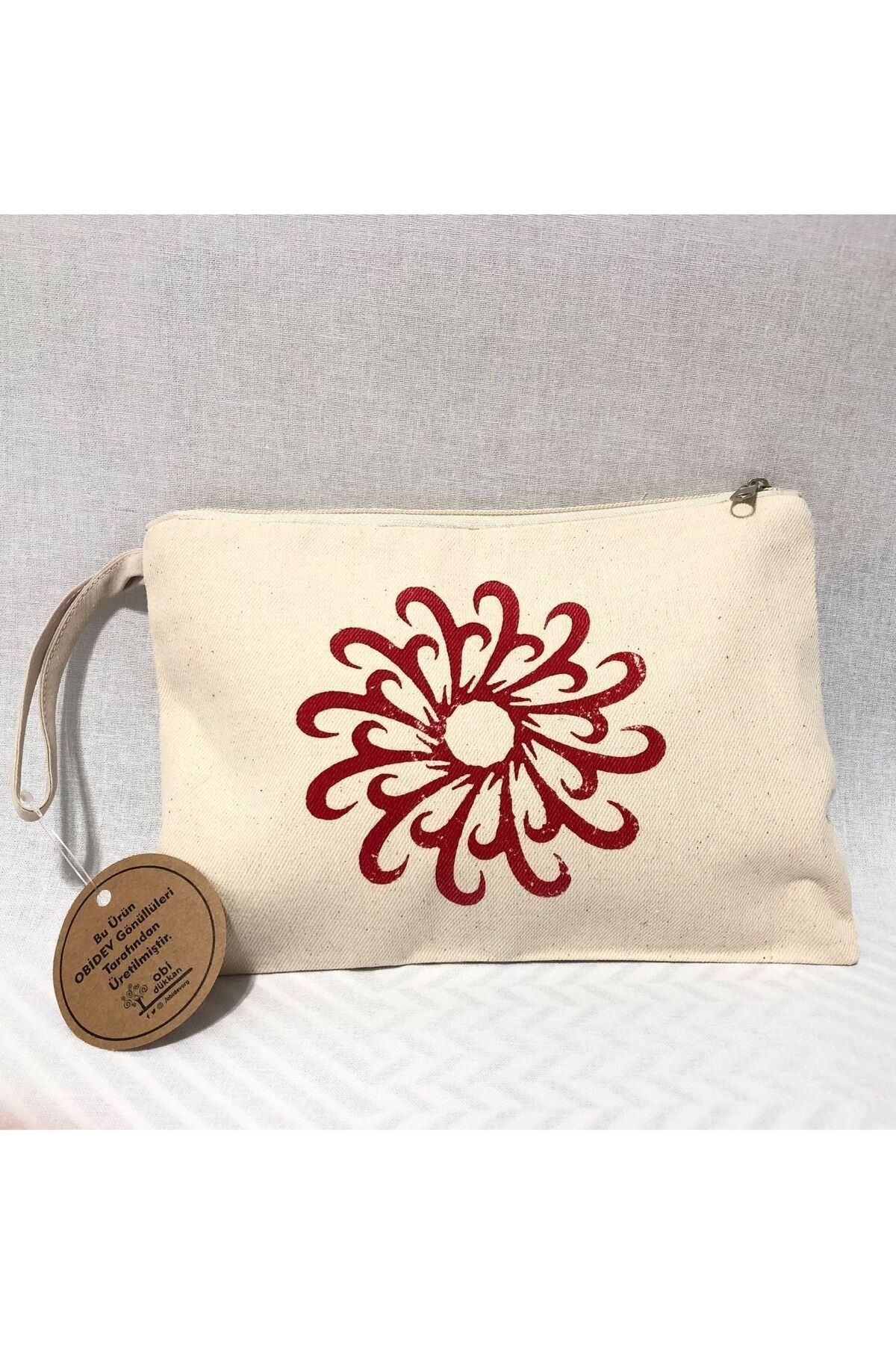 Tahta Baskı Daire Çark Desenli Clutch ,portföy Çanta,makyaj Çantası