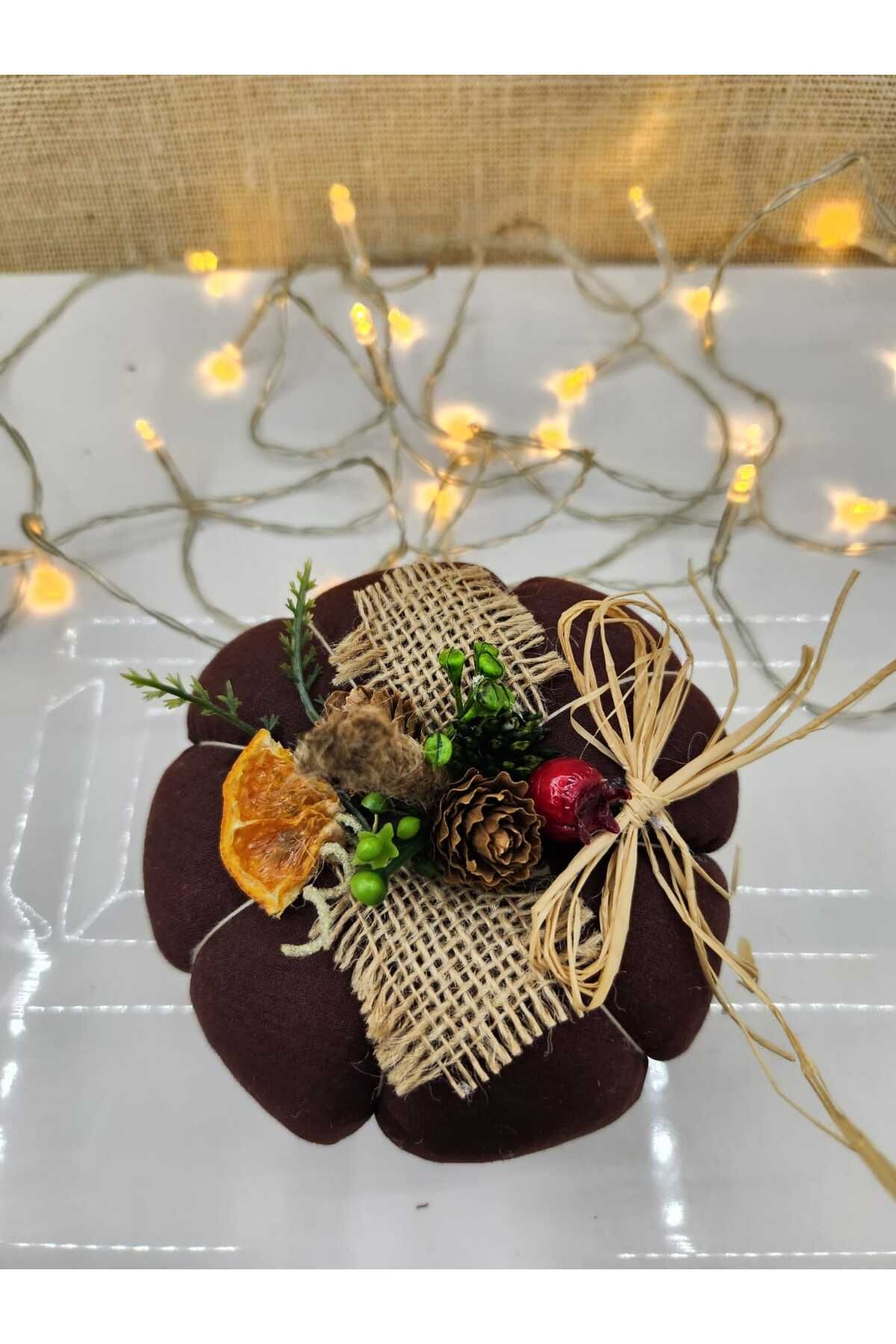 Kahverengi Kumaş Kabak Süs