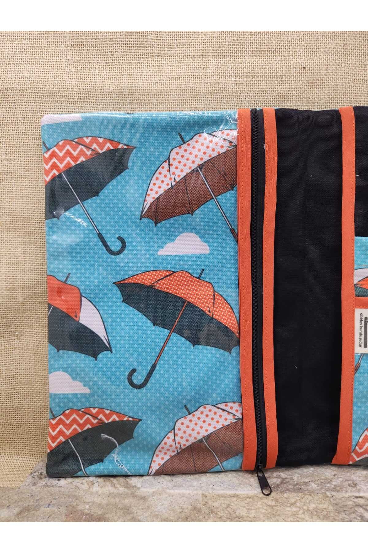 Uçan Şemsiyeler Desenli Organizer & Tablet Kılıfı
