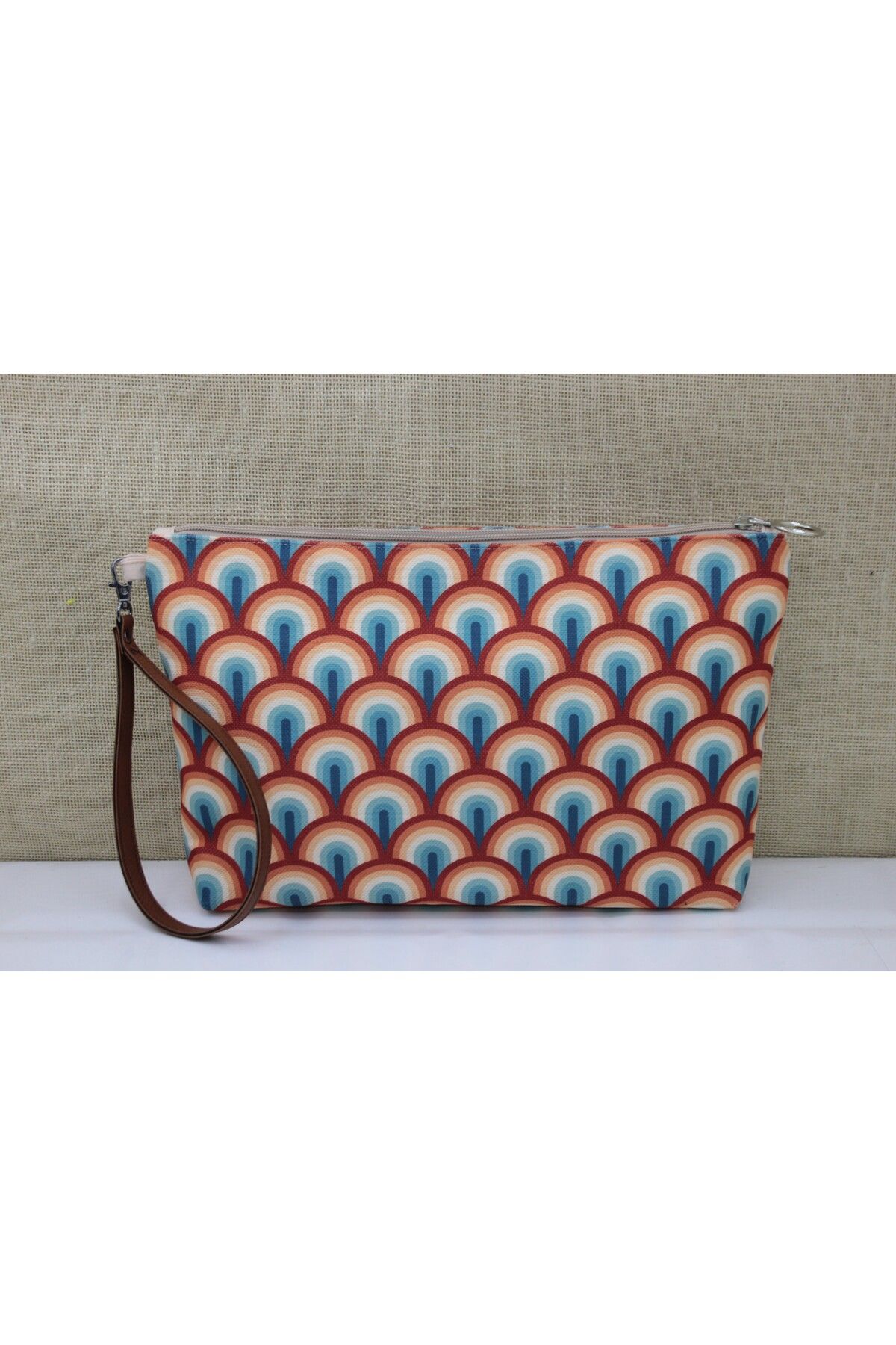 Retro Gökkuşağı Desenli Portföy Çanta