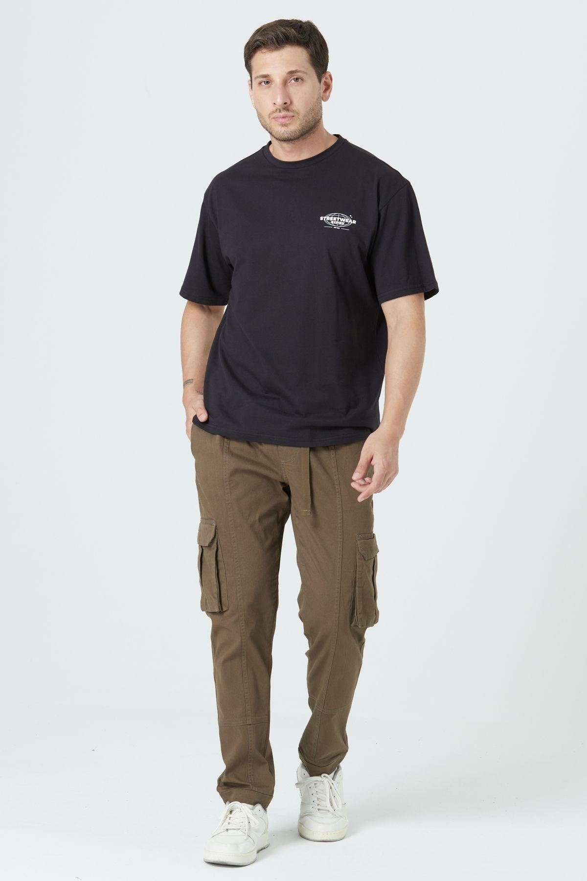 LASTİKLİ KARGO CEP PANTOLON - Haki