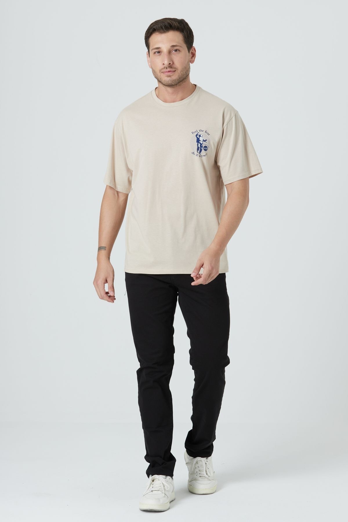 BASIC RELAX FIT T-SHIRT - Bej