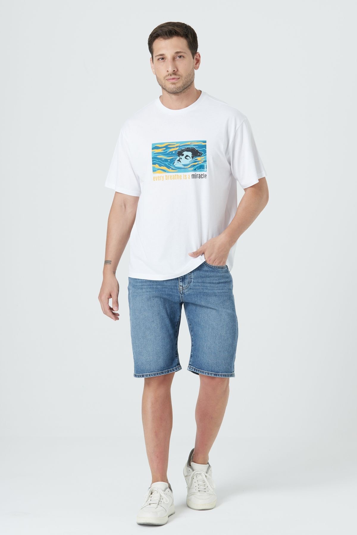 BASIC RELAX FIT T-SHIRT - Beyaz
