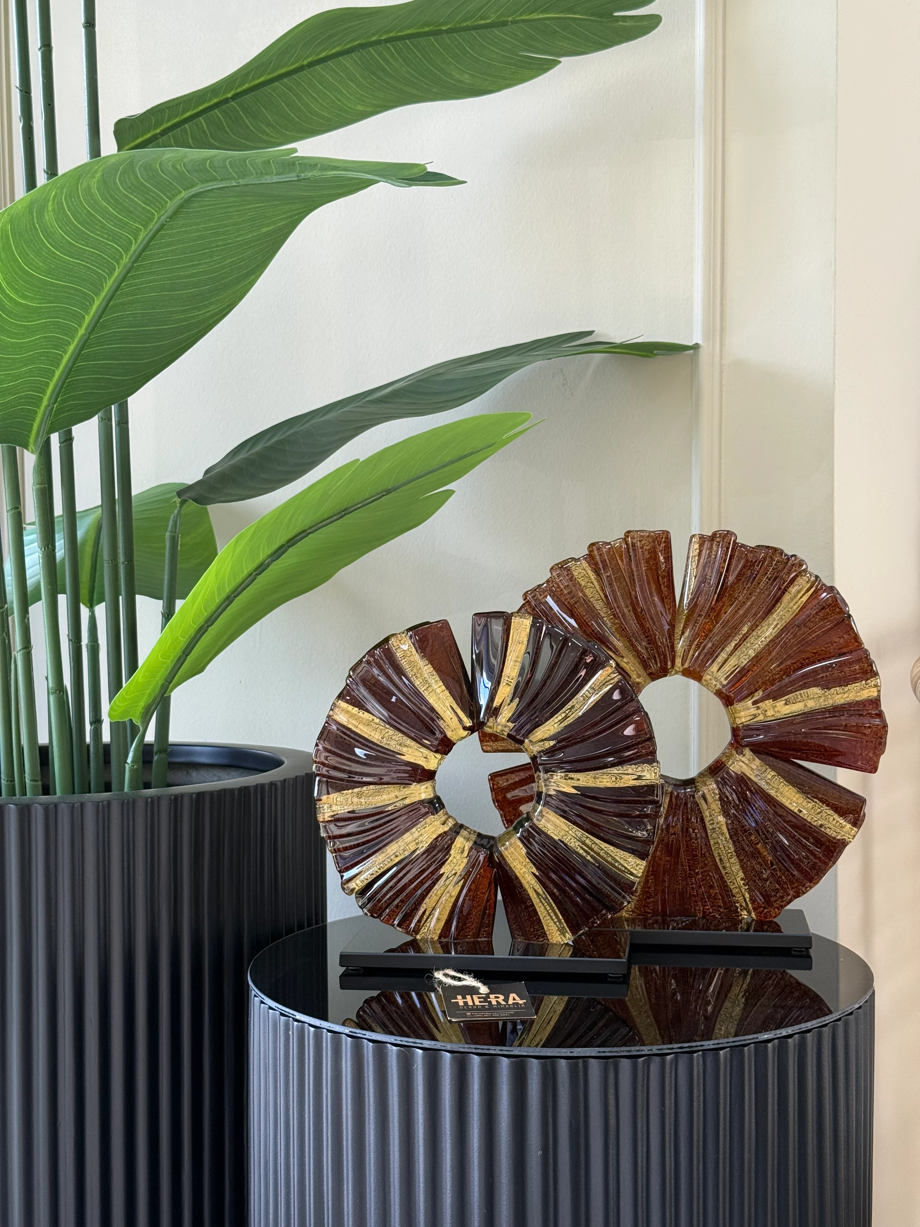 2Lİ GOLD VARAKLI CAM DİSK - Kahve