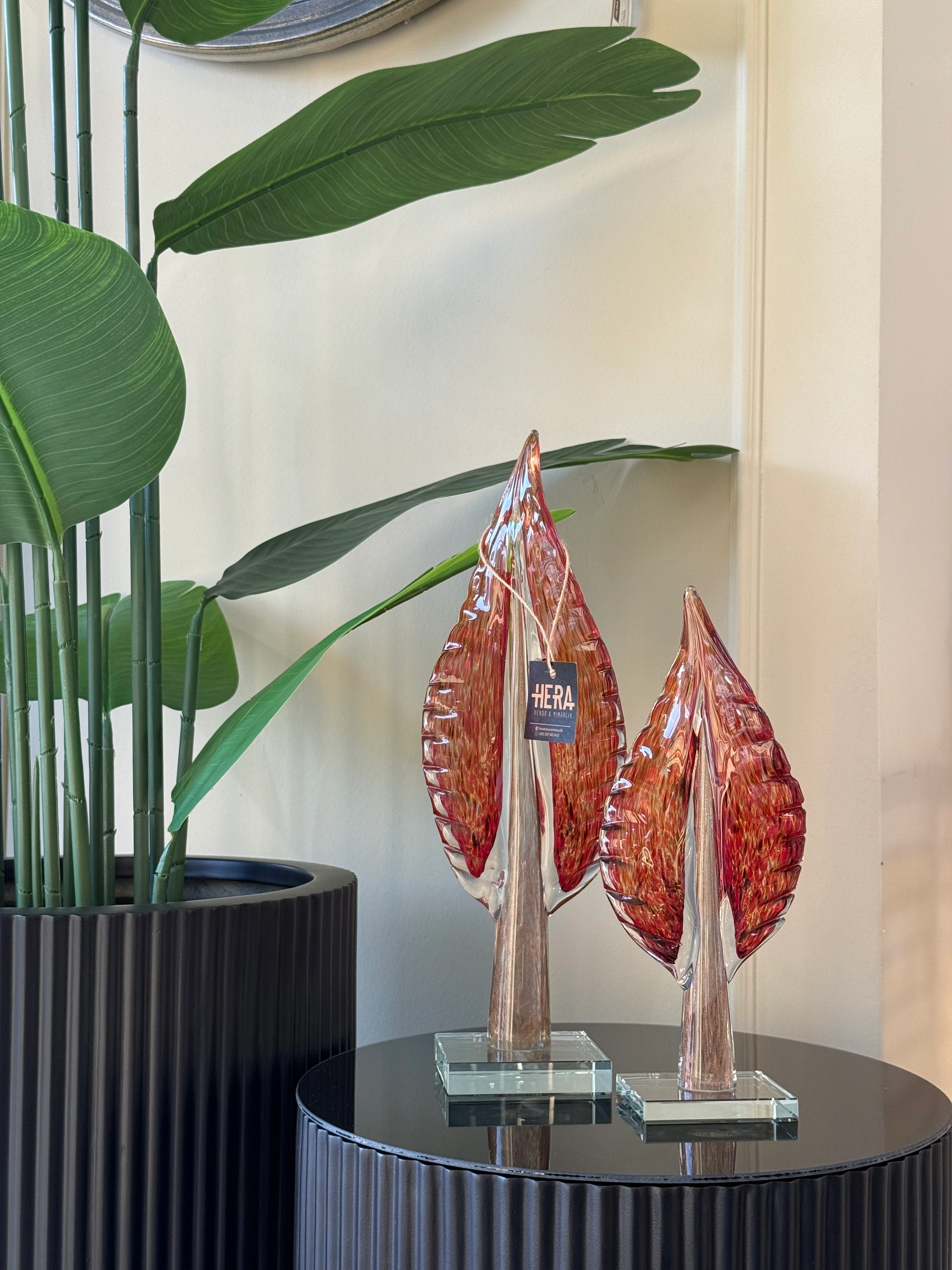 İTHAL CAM YAPRAK OBJE