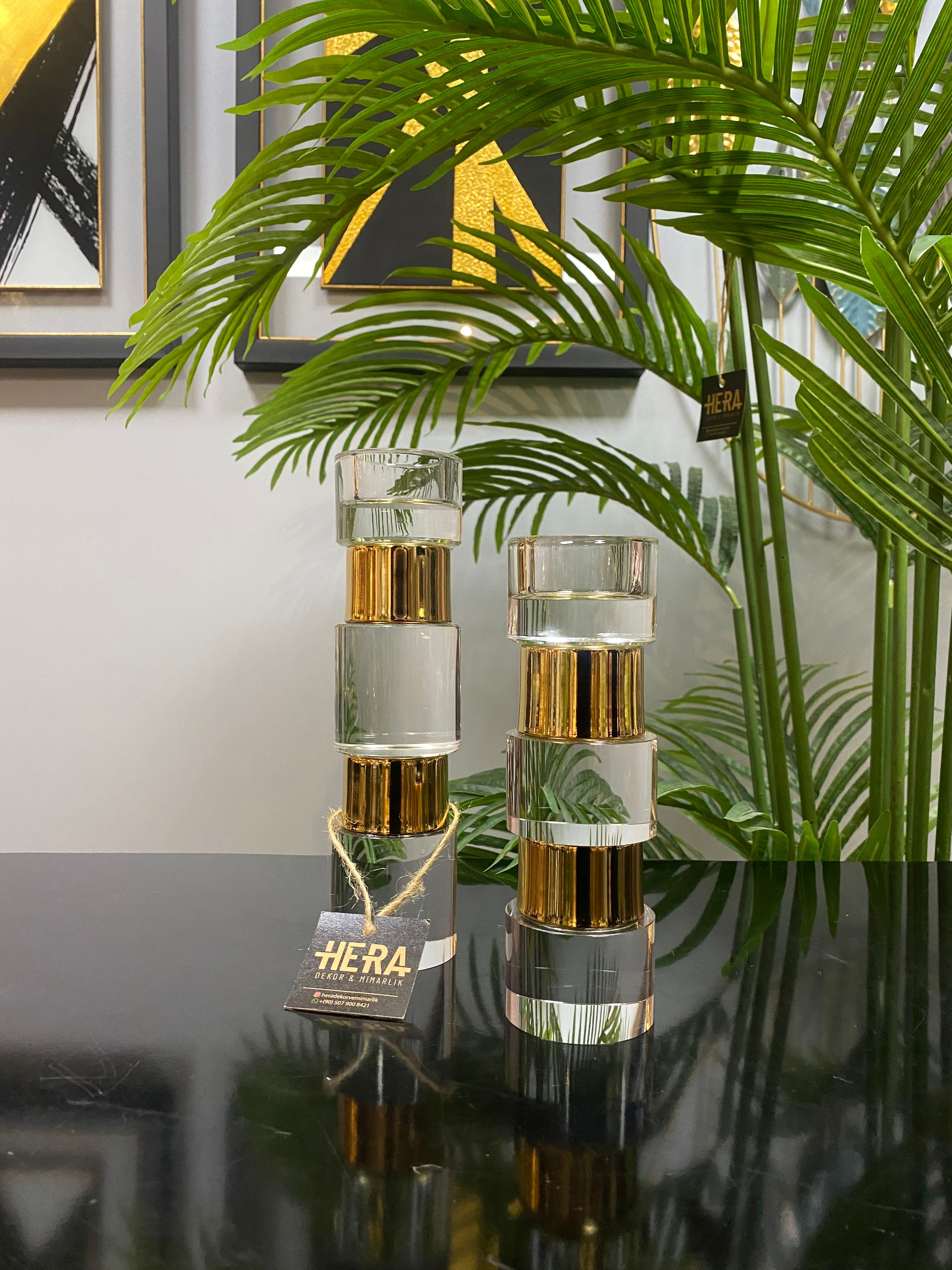2Lİ MODERN ŞAMDAN - Gold