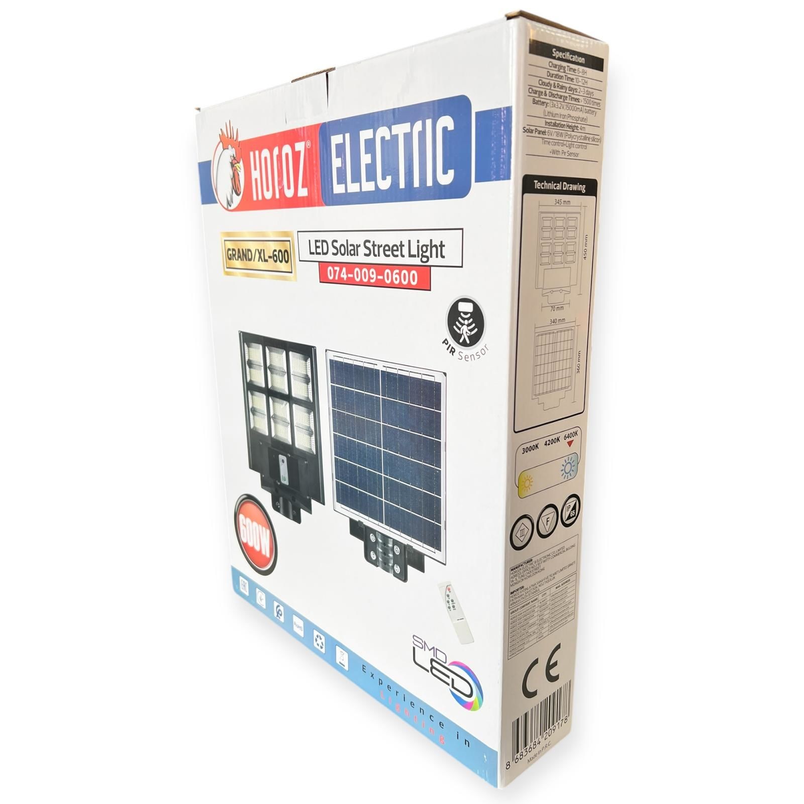 Horoz Elektrik 600 Watt Solar Sokak Armatürü Beyaz Işık 