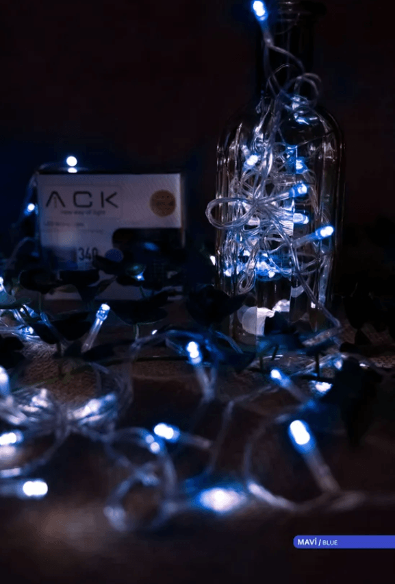 ACK 10 Mavi Işık İp Led Süsleme Işığı Yılbaşı Ağacı Işığı 100 Ledli