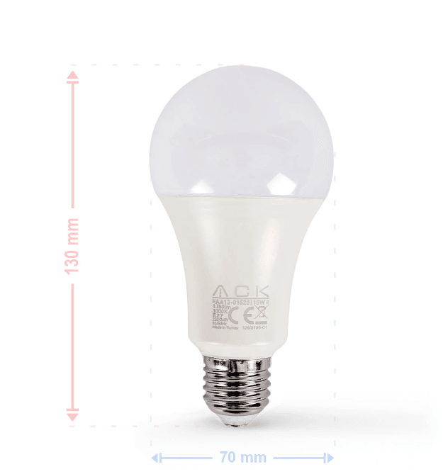 ACK 15W Beyaz Işık Led Ampul E27 Duy 1450 Lümen 