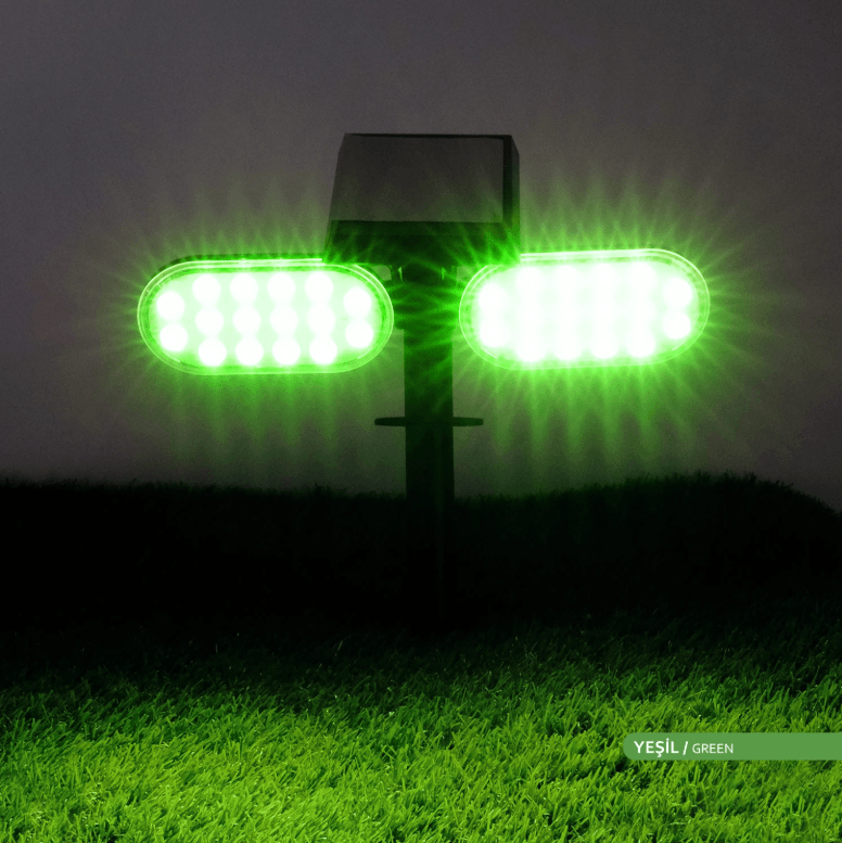 ACK 10W Kazıklı Güneş Enerjili Bahçe Çim Armatürü Yeşil Işık 
