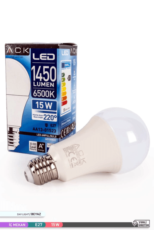 ACK 15W Beyaz Işık Led Ampul E27 Duy 1450 Lümen 