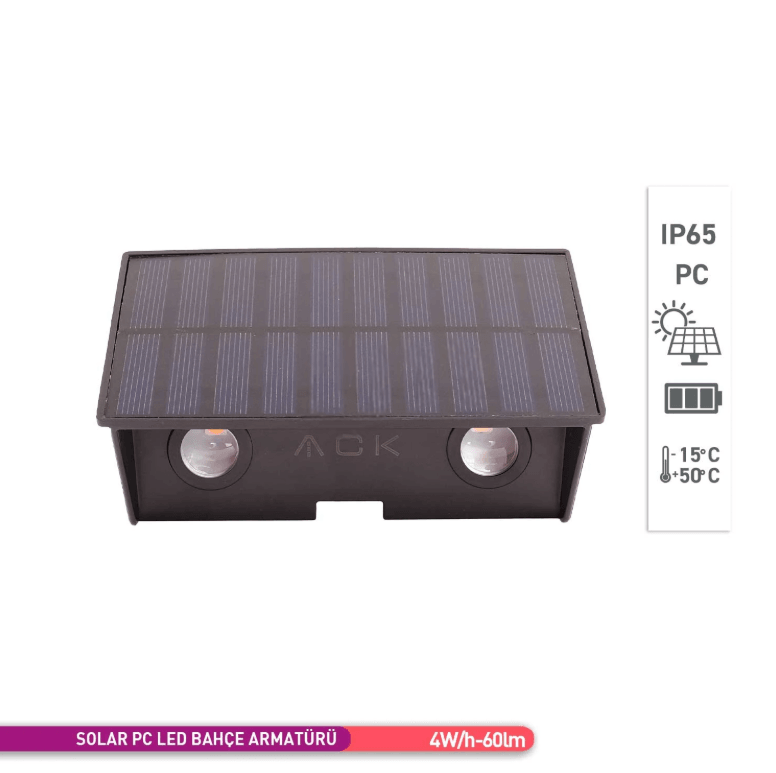 ACK 4W Günışığı Duvar Solar Armatür Güneş Enerjili