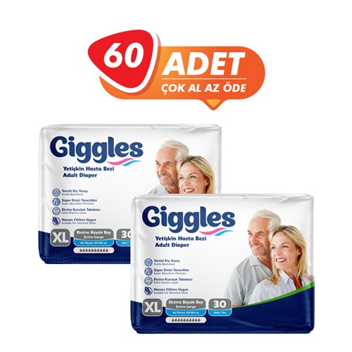 Giggles Yetişkin Hasta Bezi Ekstra Büyük (XL) 60 Adet