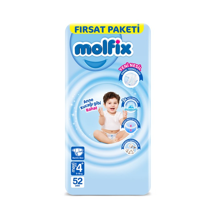 Molfix Maxi Plus Fırsat Paketi 4 Beden 52 Adet 9-16 Kg