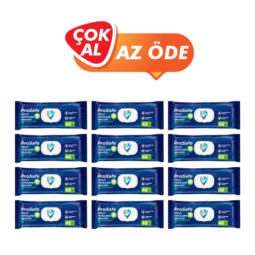 Prosafe Vücut Temizleme Havlusu / 48'li 12 Paket