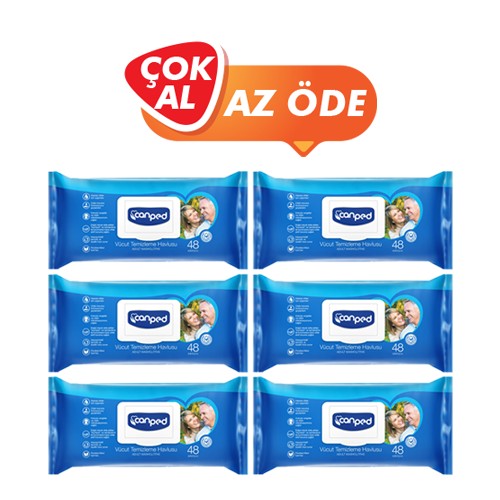 Canped Vücut Temizleme Havlusu / 48'li 6 Paket