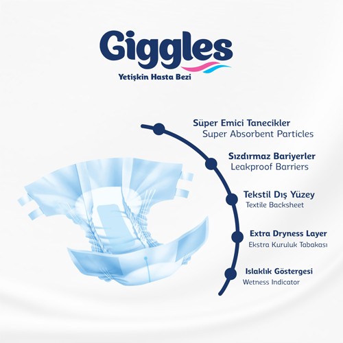 Giggles Yetişkin Hasta Bezi Medium (M) 30 Adet