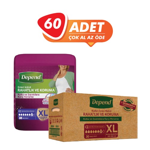 Depend Kadın Emici Külot Ekstra Büyük Boy (XL) 60 Adet