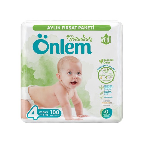 Önlem Botanika Bebek Bezi Aylık Fırsat Paketi 4 Beden Maxi 100 Adet (7-14 kg)