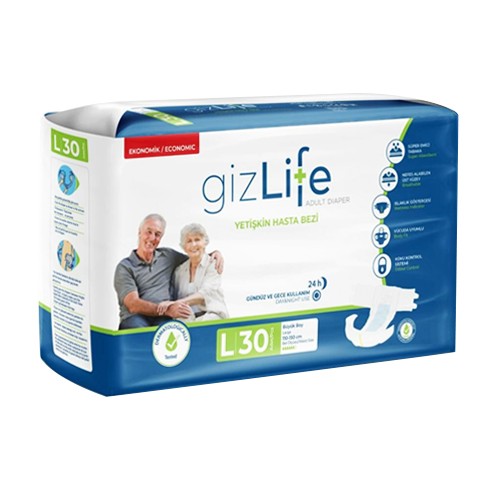 GizLife Belbantlı Hasta Bezi Büyük (L) 30 Adet