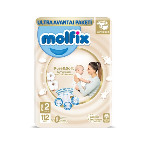 Molfix Pure&Soft Ultra Avantaj Paketi Mini 2 Beden 112 Adet 3-6 Kg