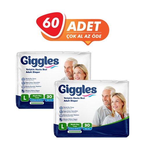 Giggles Yetişkin Hasta Bezi Büyük (L) 60 Adet