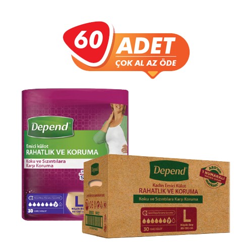 Depend Kadın Emici Külot Büyük Boy (L) 60 Adet