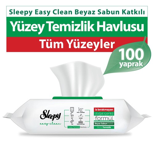 Sleepy Easy Clean Beyaz Sabun Katkılı Yüzey Temizlik Havlusu