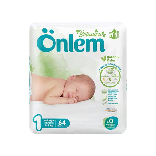 Önlem Botanika Bebek Bezi İkili Jumbo Paket Yenidoğan 64 Adet (2-5 kg)