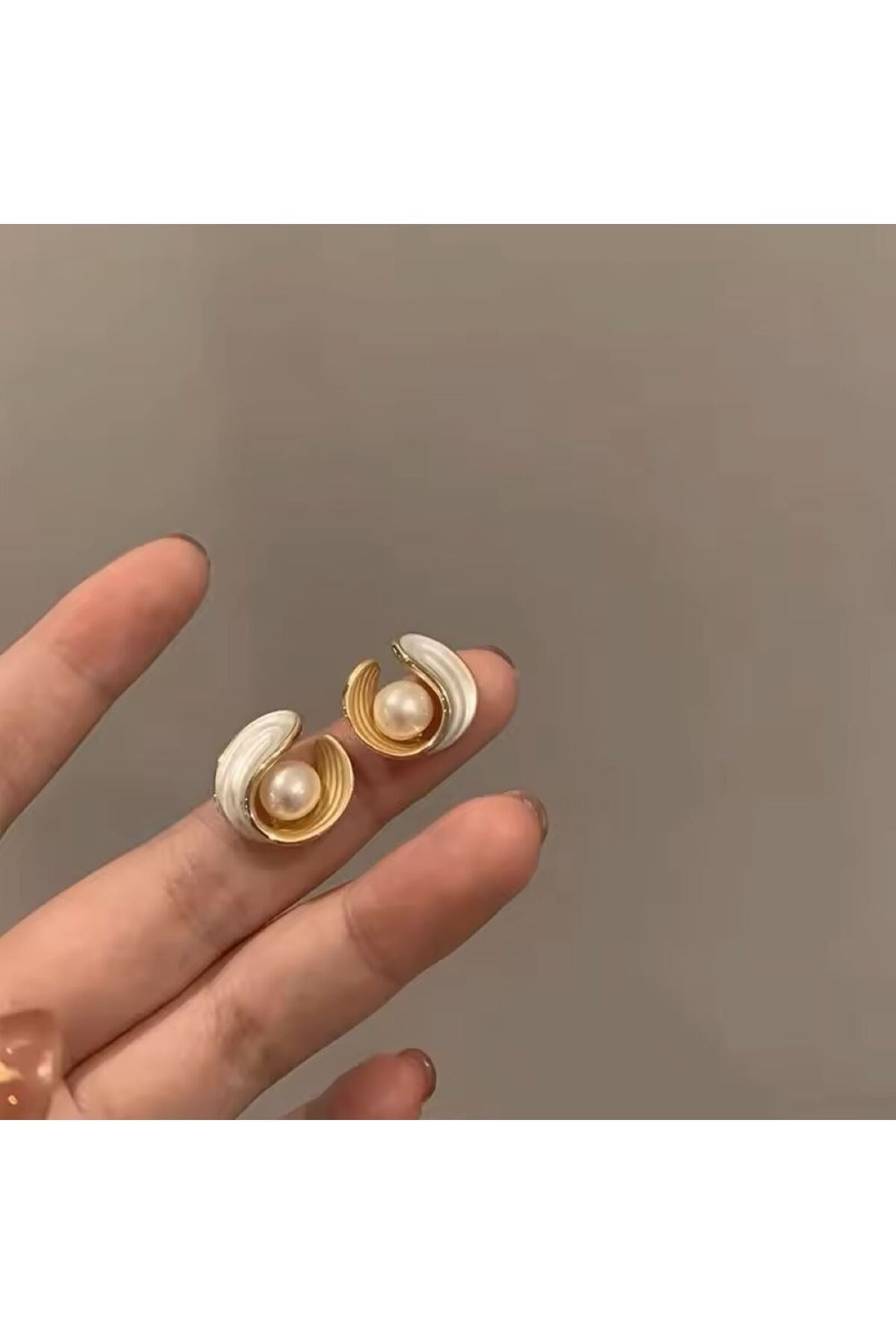 Gümüş İğne Fransız Damla Geometrik Çivili Zarif İnci Küpe