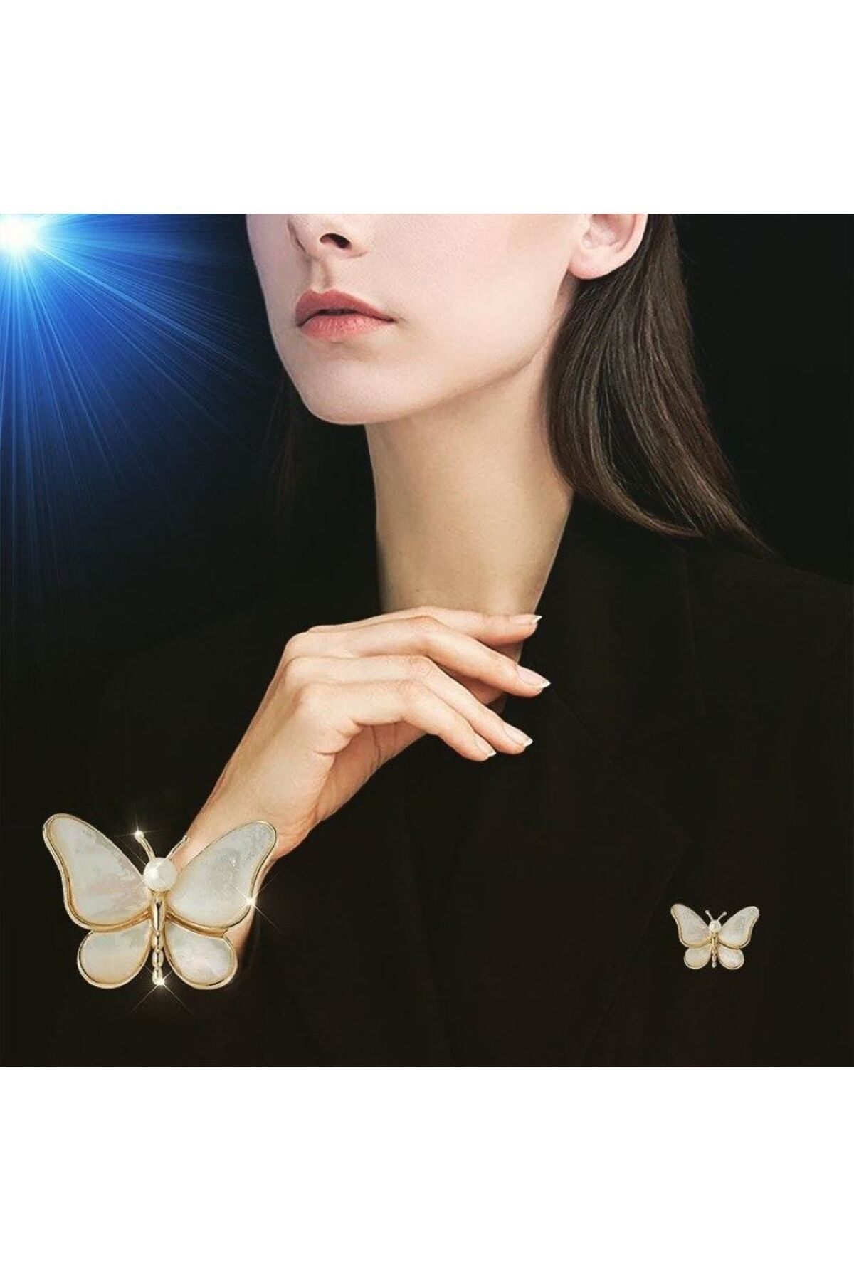 NİCE FOR YOU ANİMAL MODELİ MERMER GÖRÜNÜMLÜ KELEBEK BROŞ