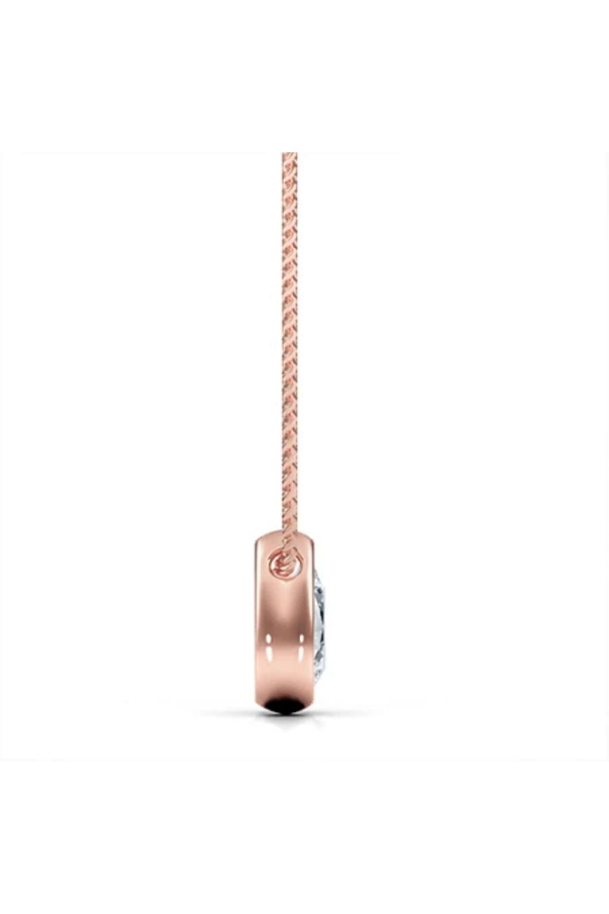 Diamond Serisi Selena Kristal Taş Gümüş Yollu Rose Gold Kaplama Kolye