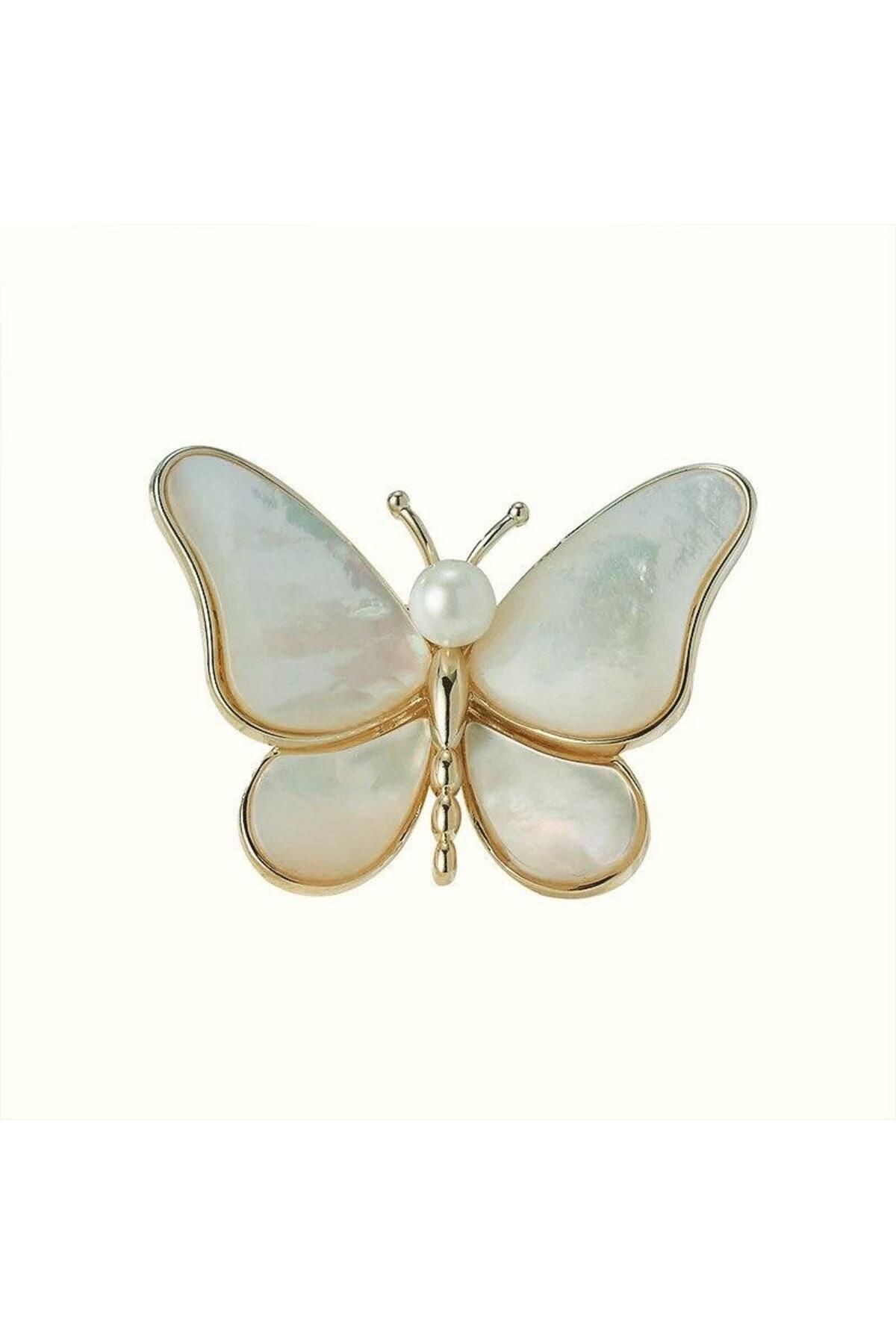 NİCE FOR YOU ANİMAL MODELİ MERMER GÖRÜNÜMLÜ KELEBEK BROŞ